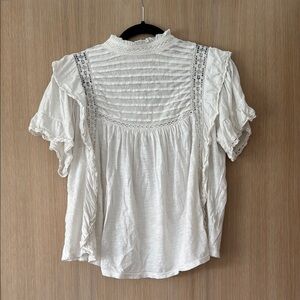 Free People White Ruffle Lace Top